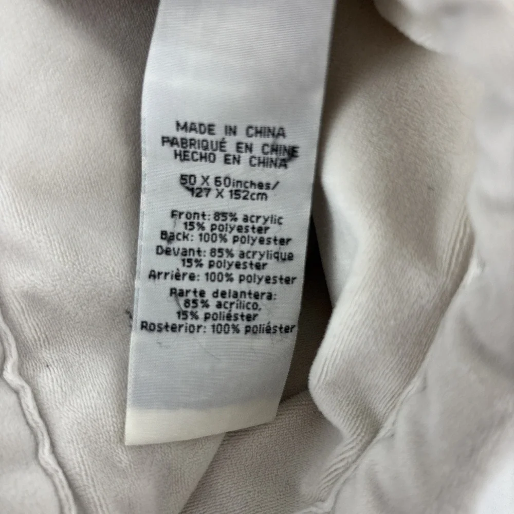Pottery‎ Barn Faux Fur Cozy Plush Reversible Throw Blanket 50x60in Cream Ivory